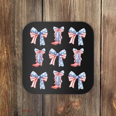 July 4th Coquette Bow America Retro Coaster