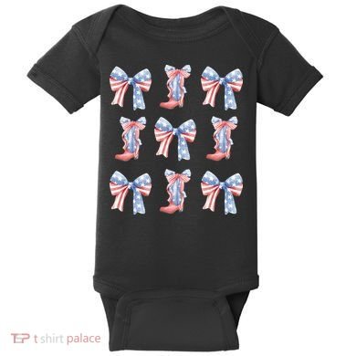 July 4th Coquette Bow America Retro Baby Bodysuit