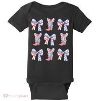 July 4th Coquette Bow America Retro Baby Bodysuit thumb 0