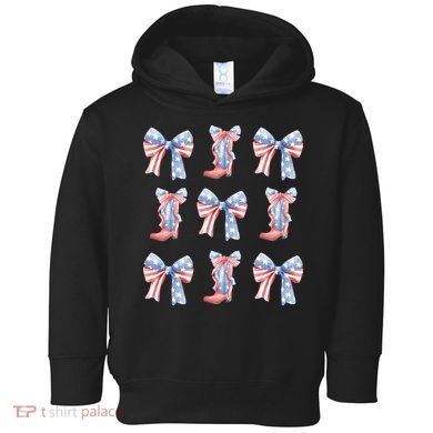 July 4th Coquette Bow America Retro Toddler Hoodie