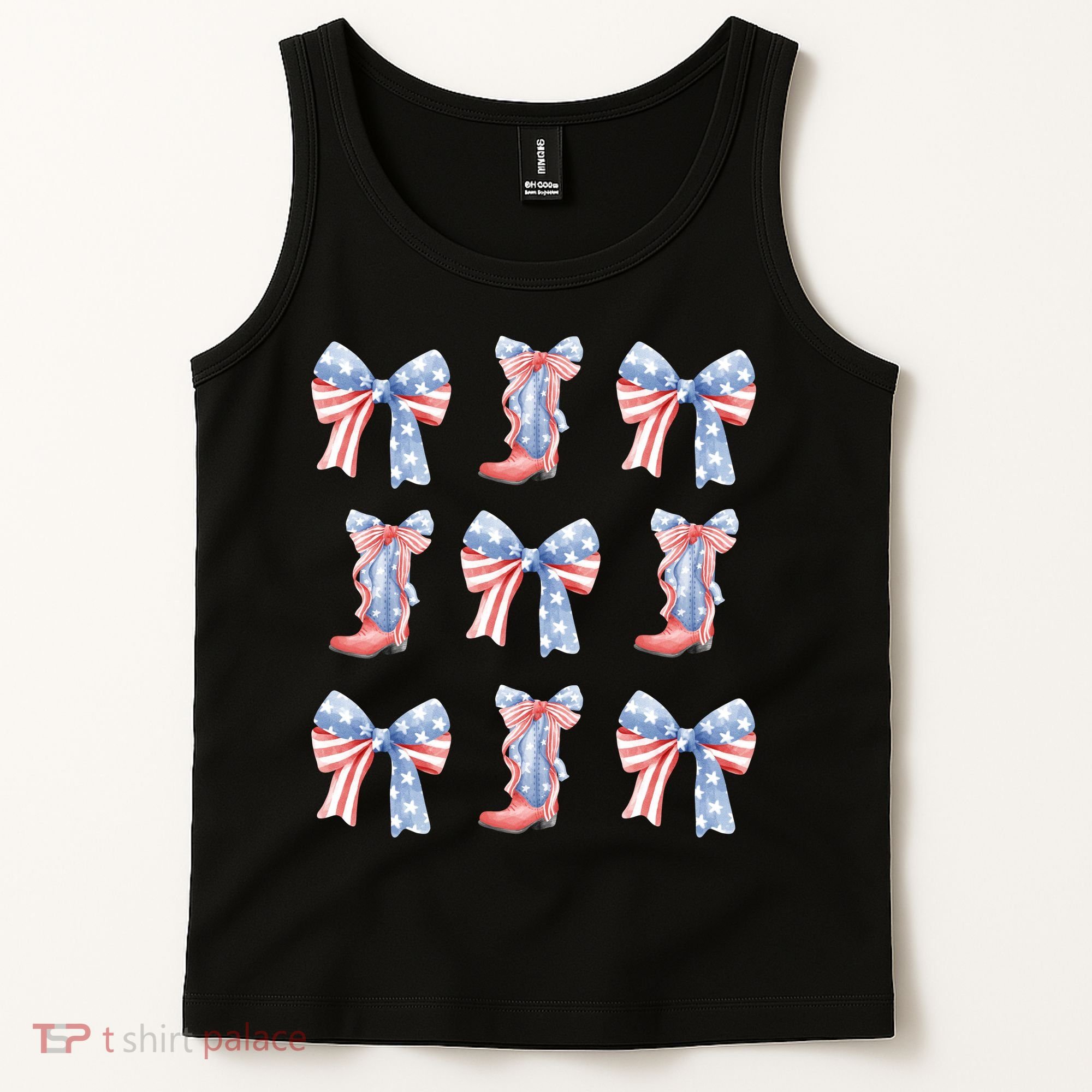July 4th Coquette Bow America Retro Tank Top