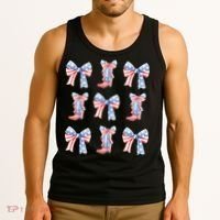 July 4th Coquette Bow America Retro Tank Top thumb 3