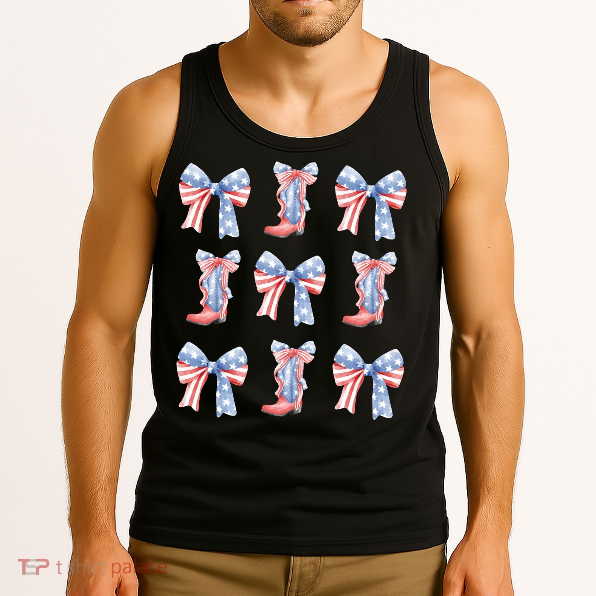 July 4th Coquette Bow America Retro Tank Top