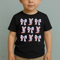 July 4th Coquette Bow America Retro Toddler T-Shirt thumb 2