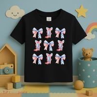 July 4th Coquette Bow America Retro Toddler T-Shirt thumb 3