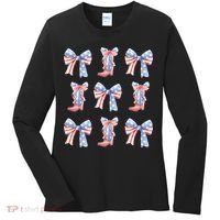 July 4th Coquette Bow America Retro Women's Long Sleeve Shirt thumb 0