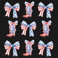 July 4th Coquette Bow America Retro Women's Long Sleeve Shirt thumb 2