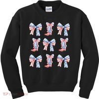 July 4th Coquette Bow America Retro Kids Sweatshirt thumb 0