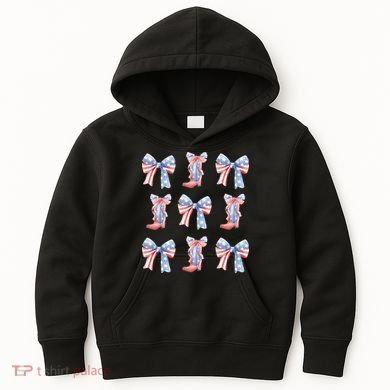 July 4th Coquette Bow America Retro Kids Hoodie