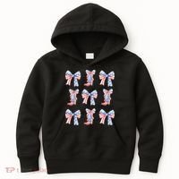 July 4th Coquette Bow America Retro Kids Hoodie thumb 0