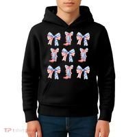 July 4th Coquette Bow America Retro Kids Hoodie thumb 4