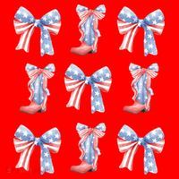 July 4th Coquette Bow America Retro Santa Hat thumb 1
