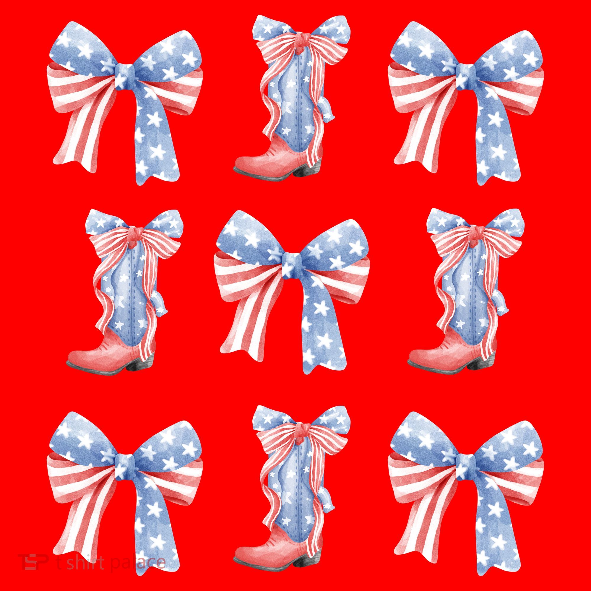 July 4th Coquette Bow America Retro Santa Hat