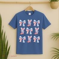 July 4th Coquette Bow America Retro T-Shirt thumb 2