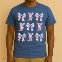 July 4th Coquette Bow America Retro T-Shirt thumb 3
