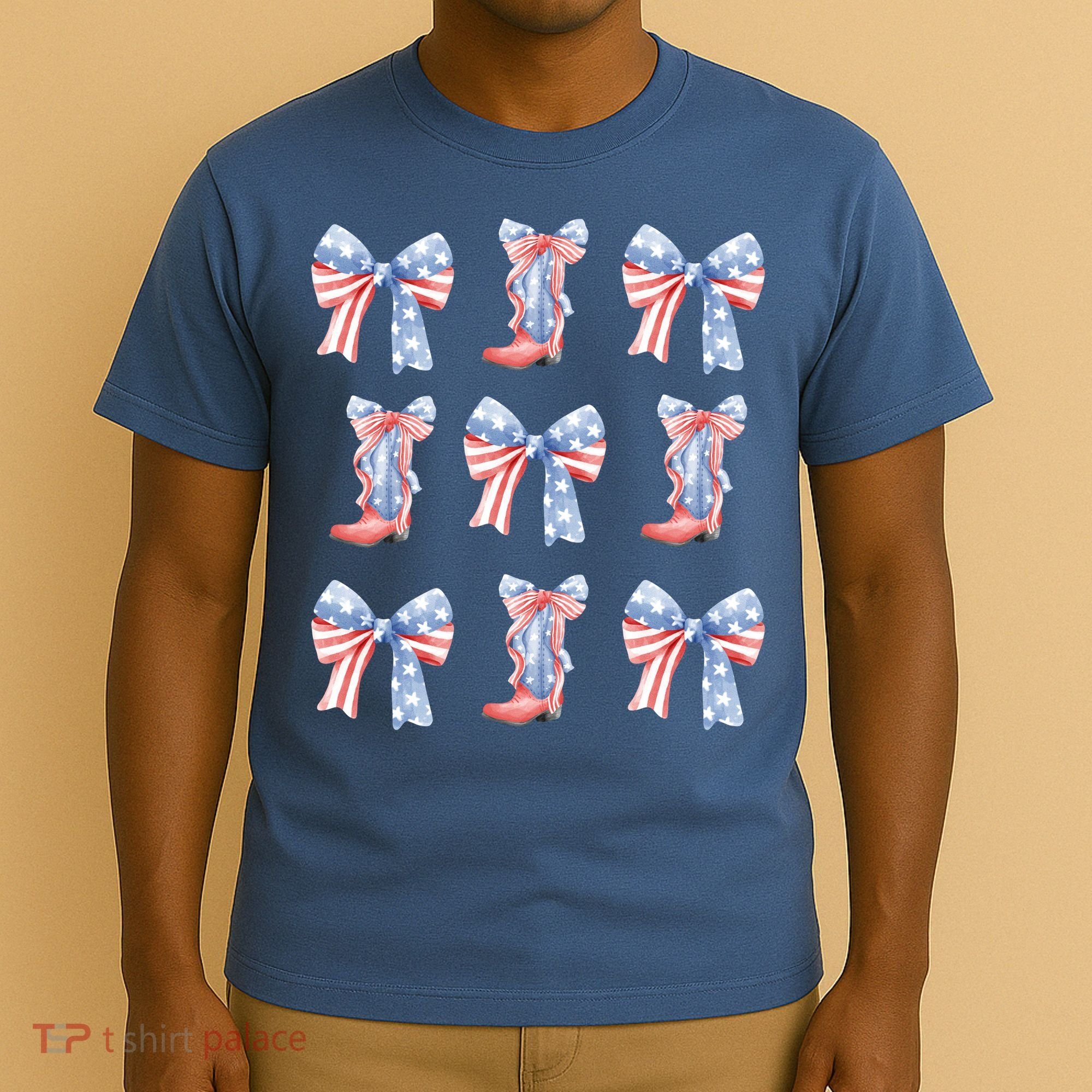 July 4th Coquette Bow America Retro T-Shirt