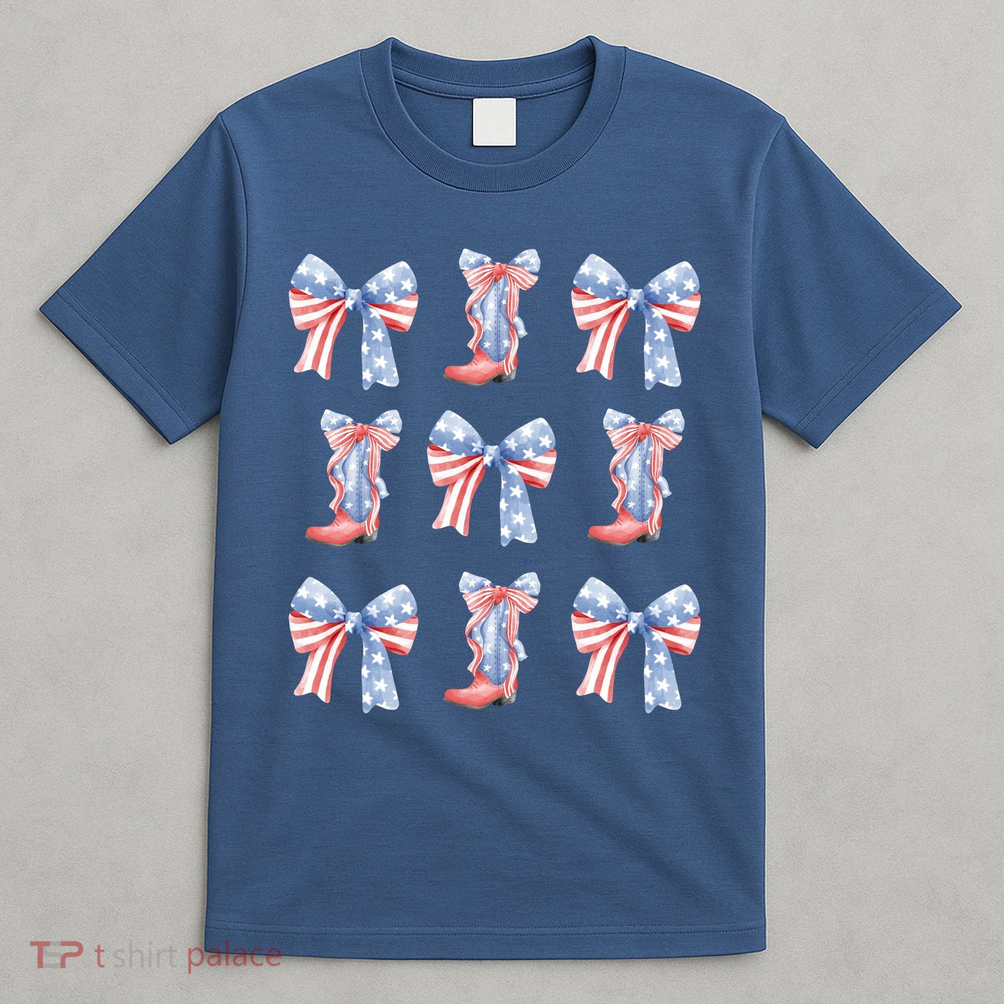 July 4th Coquette Bow America Retro T-Shirt