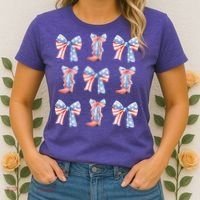 July 4th Coquette Bow America Retro Women's T-Shirt thumb 2