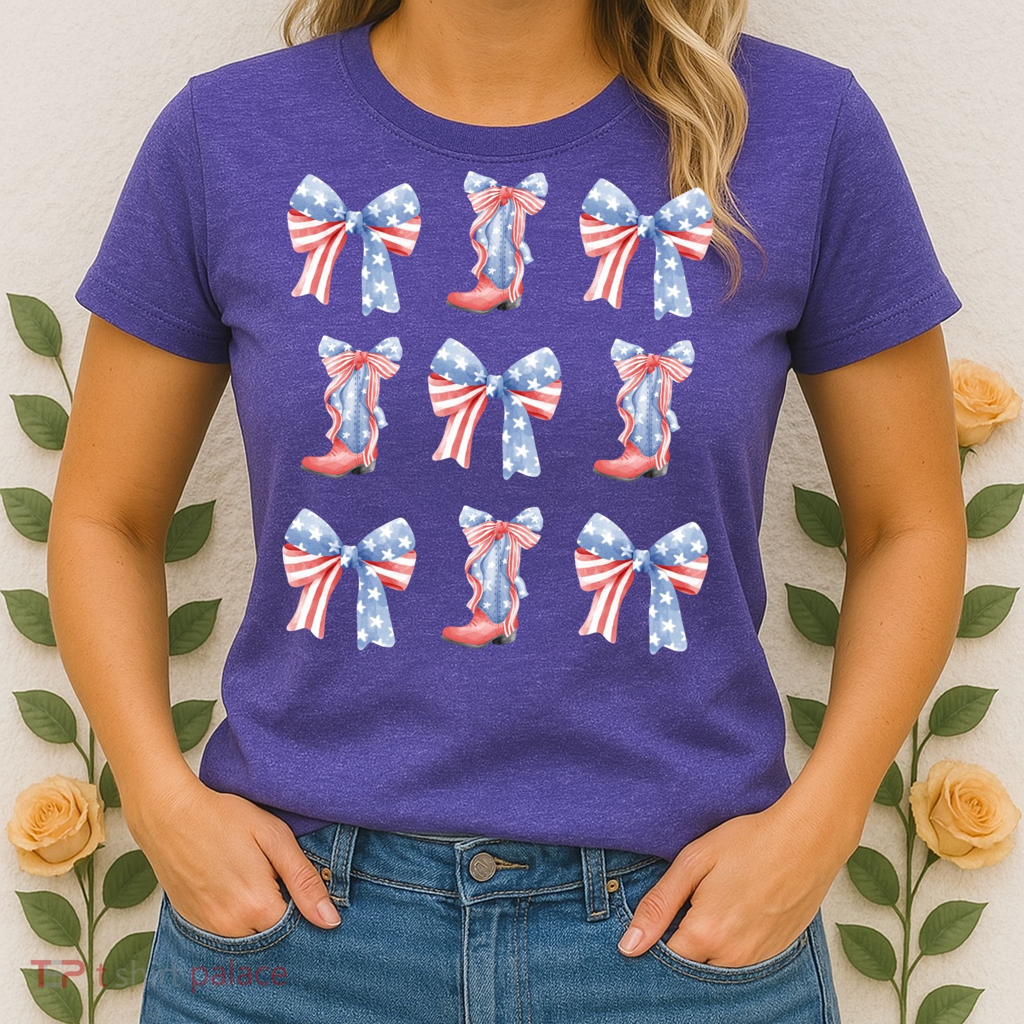 July 4th Coquette Bow America Retro Women's T-Shirt