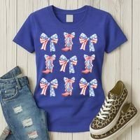 July 4th Coquette Bow America Retro Women's T-Shirt thumb 3