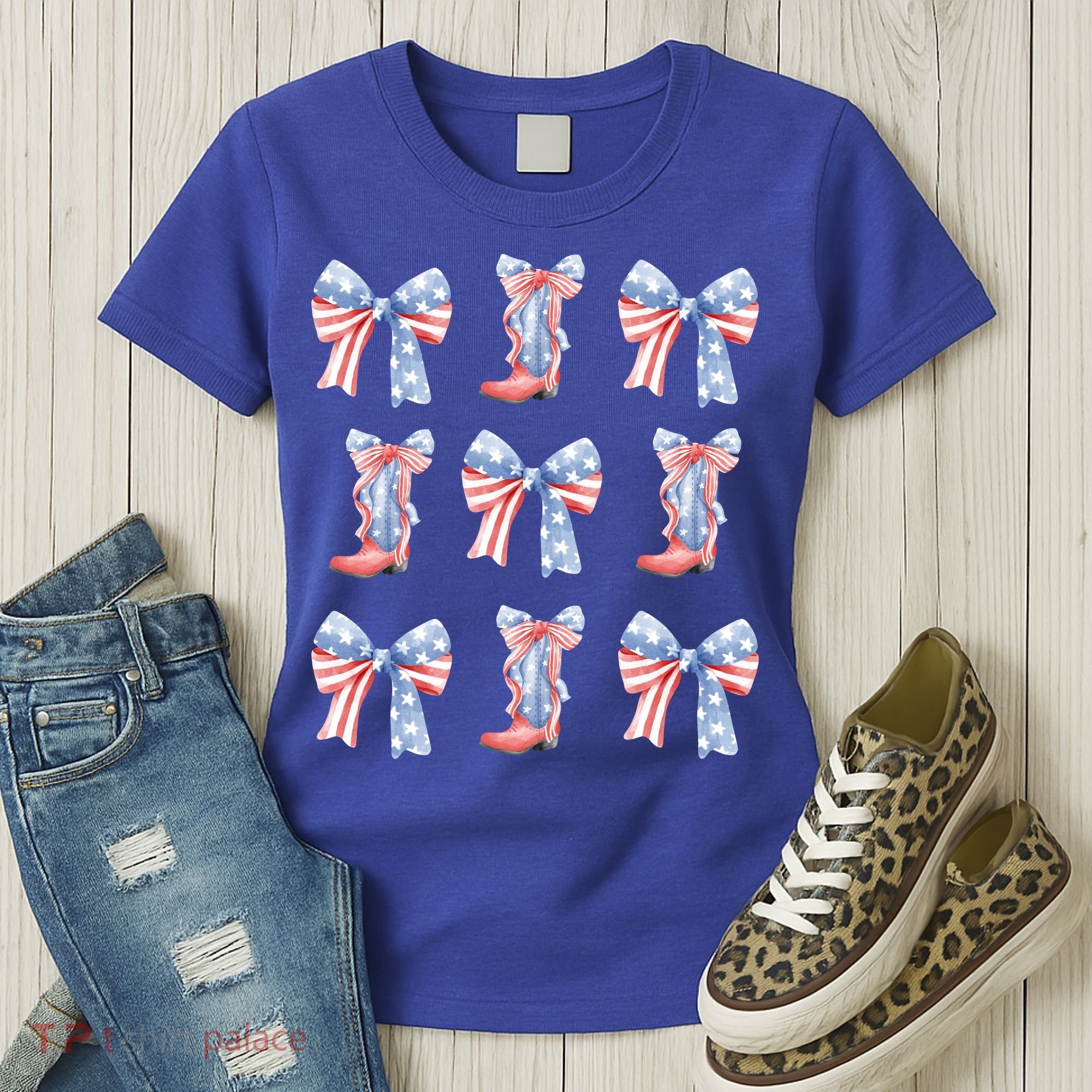 July 4th Coquette Bow America Retro Women's T-Shirt