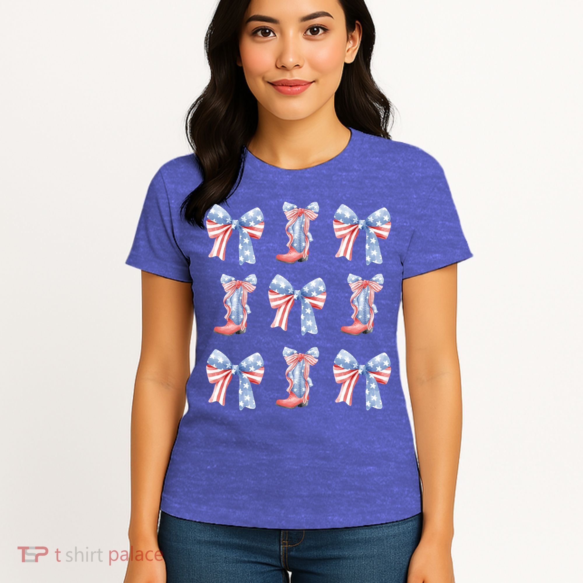 July 4th Coquette Bow America Retro Women's T-Shirt