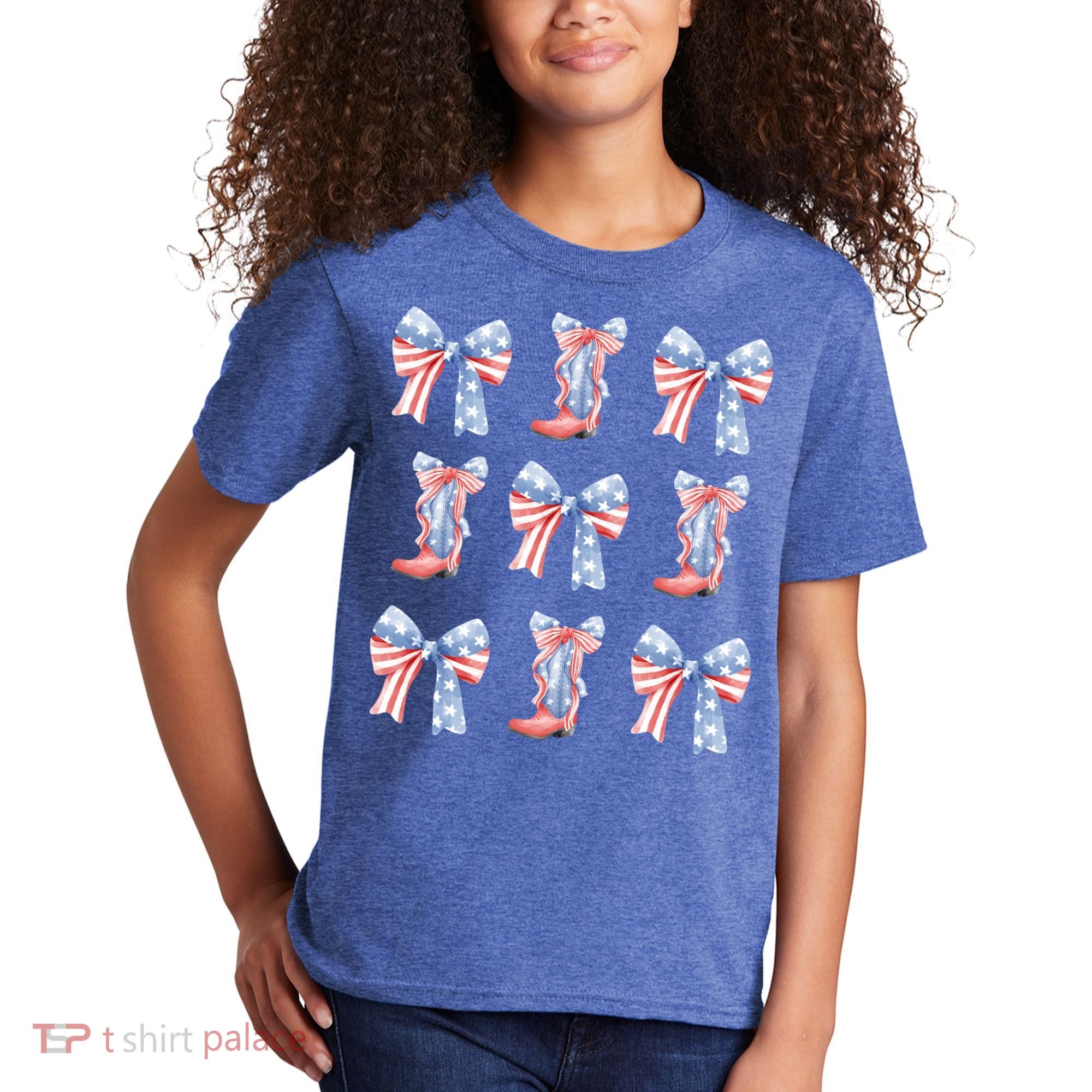 July 4th Coquette Bow America Retro Kids T-Shirt