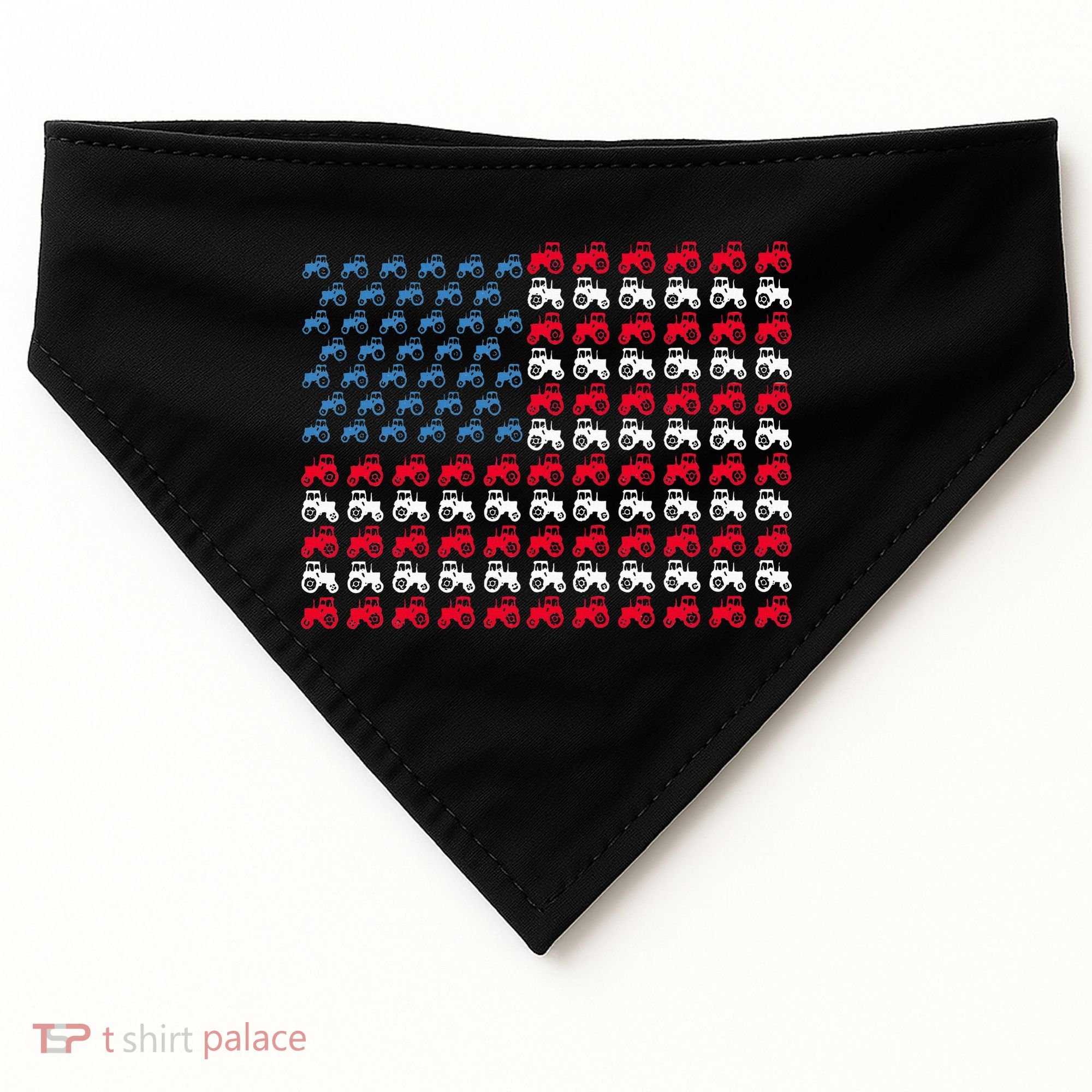 July 4th Tractor Arrange A Usa Flag Independence Day Tractor USA-Made Doggie Bandana