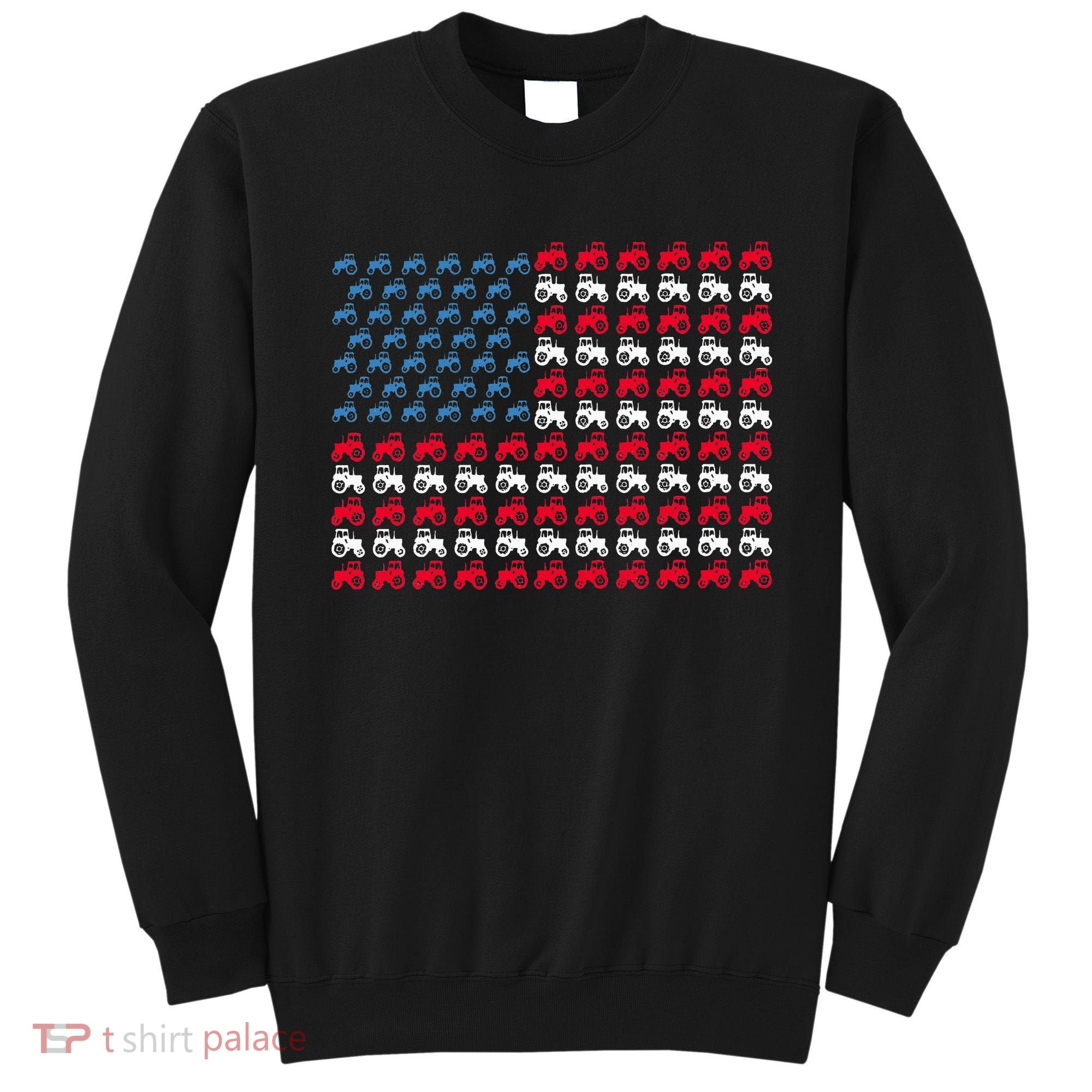 July 4th Tractor Arrange A Usa Flag Independence Day Tractor Sweatshirt