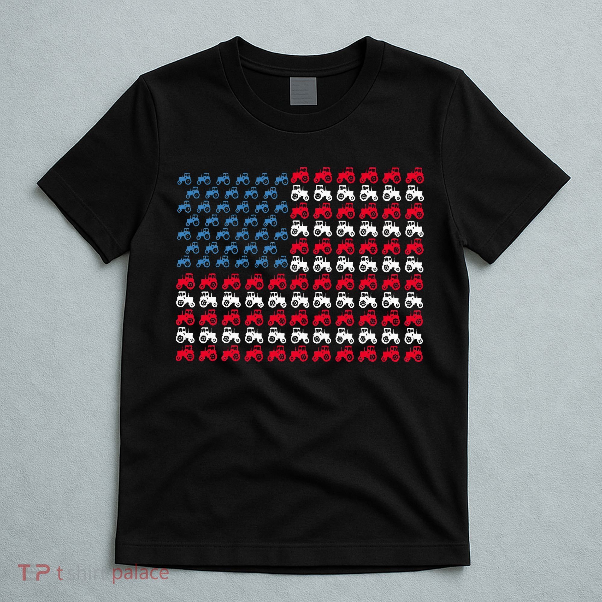 July 4th Tractor Arrange A Usa Flag Independence Day Tractor T-Shirt