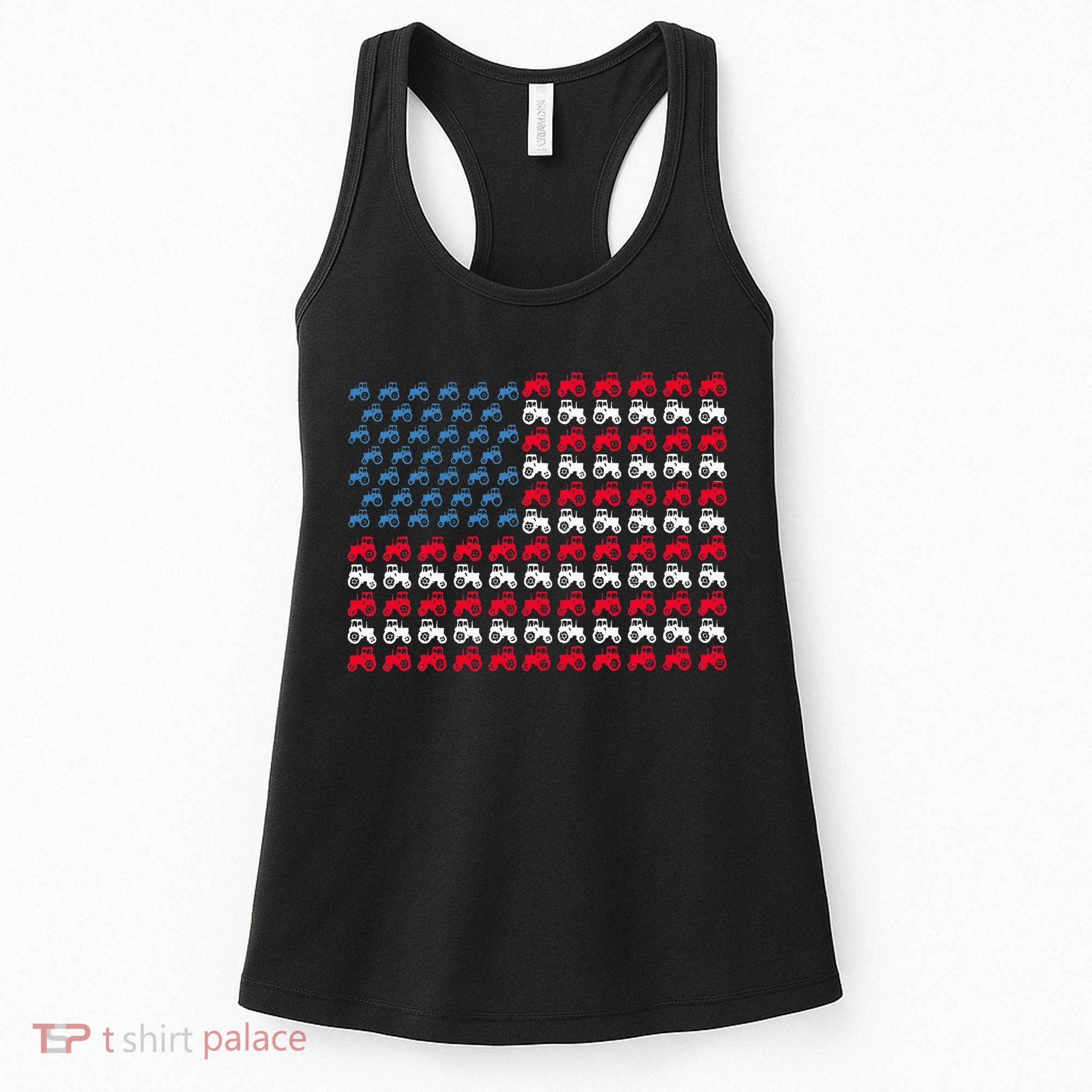 July 4th Tractor Arrange A Usa Flag Independence Day Tractor Women's Tank Top