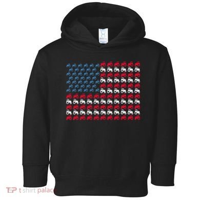 July 4th Tractor Arrange A Usa Flag Independence Day Tractor Toddler Hoodie