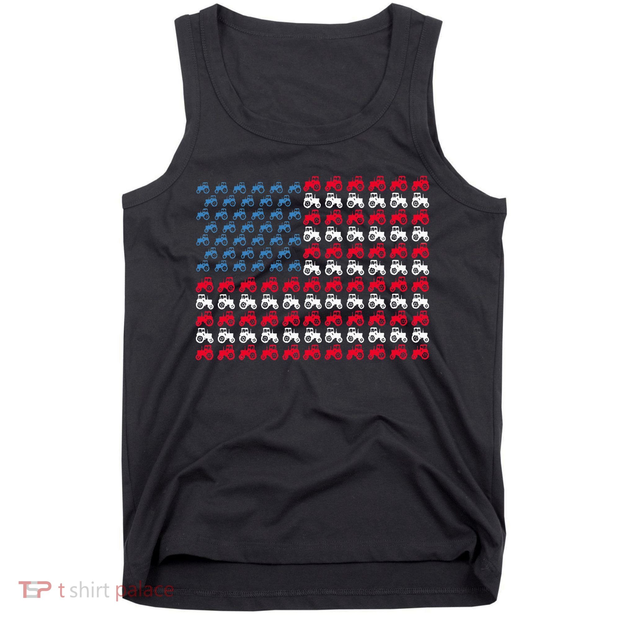 July 4th Tractor Arrange A Usa Flag Independence Day Tractor Tank Top