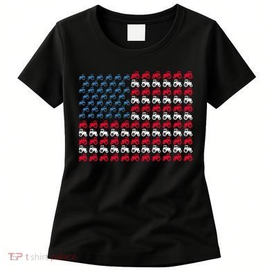 July 4th Tractor Arrange A Usa Flag Independence Day Tractor Women's T-Shirt