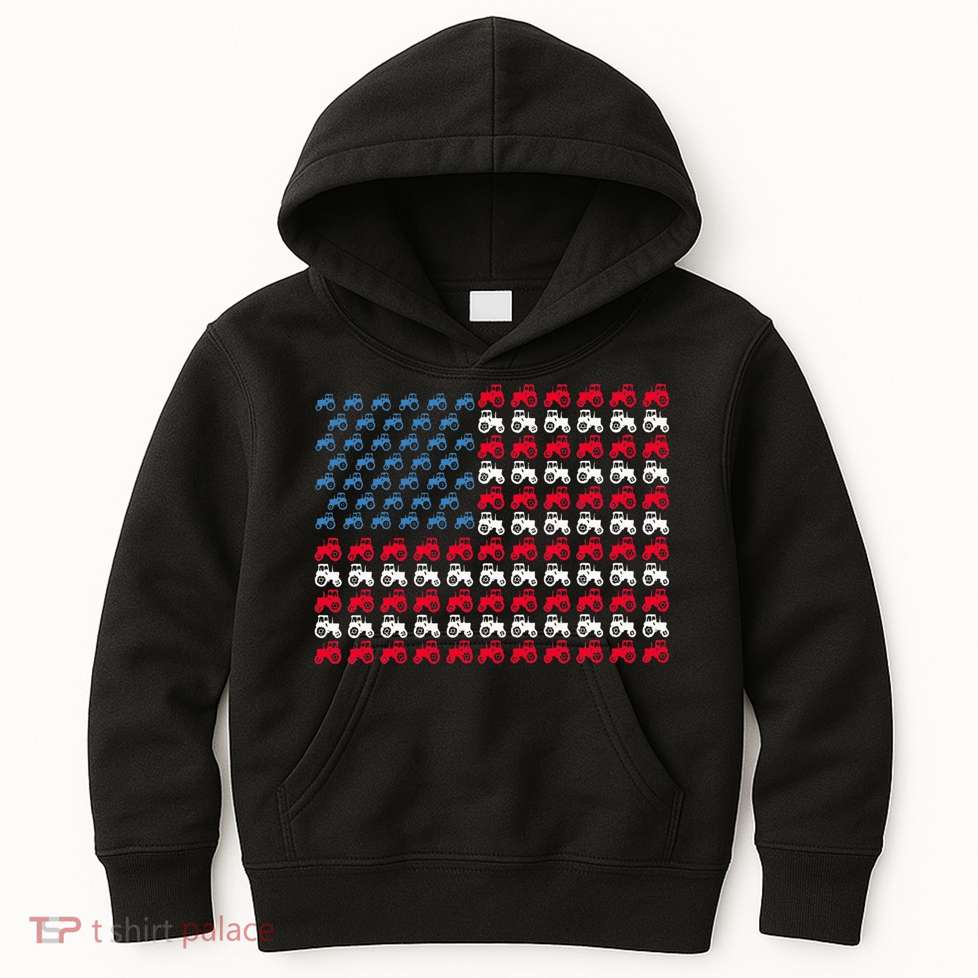 July 4th Tractor Arrange A Usa Flag Independence Day Tractor Kids Hoodie