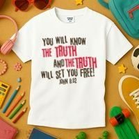 John 8:32 The Truth Will Set You Free Kids T-Shirt thumb 3