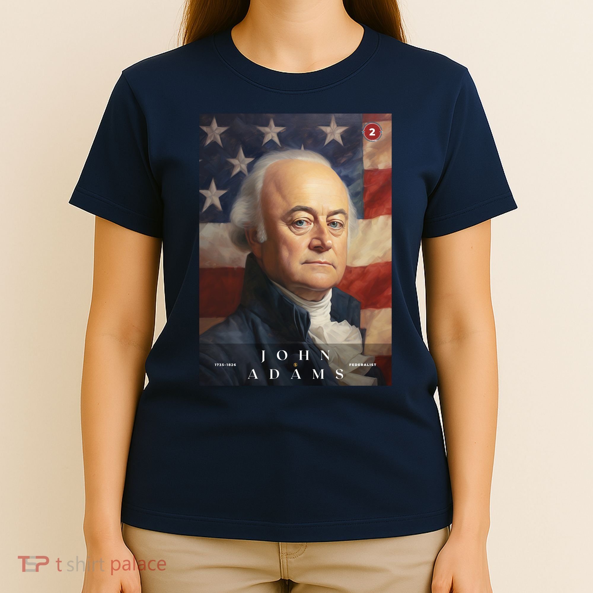 John Adams 2nd President Of The United States Portrait T-Shirt