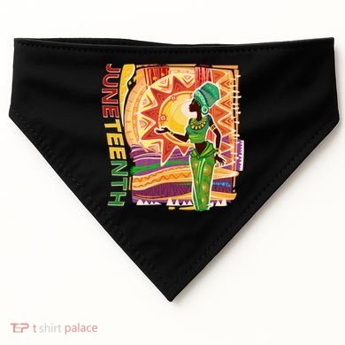Juneteenth African American Woman African Patterns USA-Made Doggie Bandana