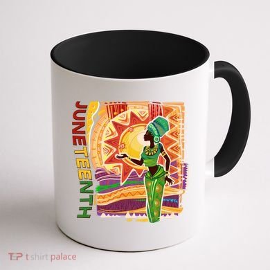 Juneteenth African American Woman African Patterns Coffee Mug back