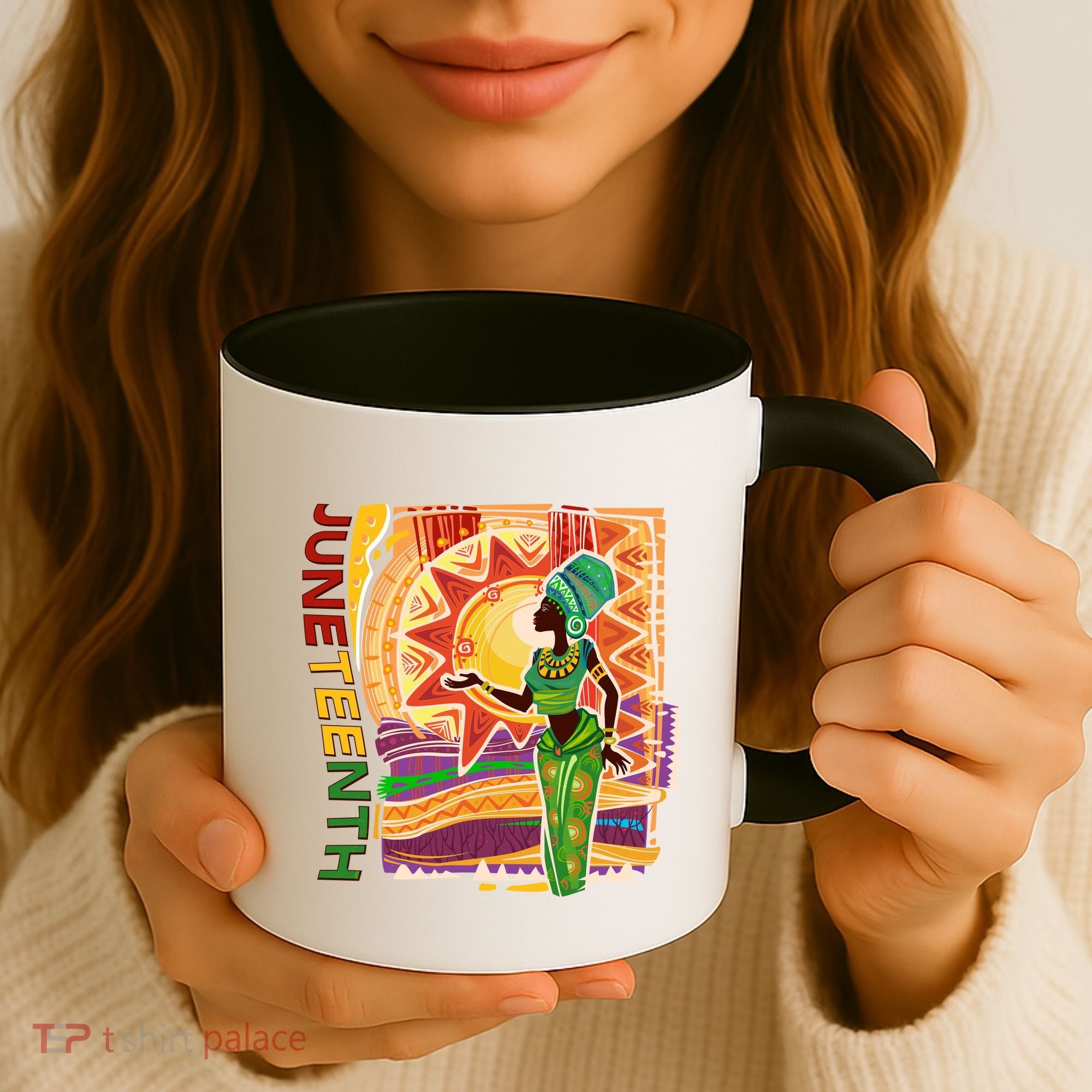 Juneteenth African American Woman African Patterns Coffee Mug