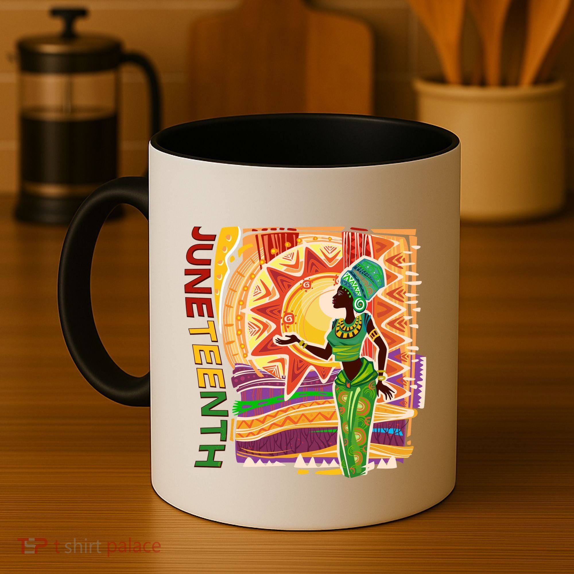 Juneteenth African American Woman African Patterns Coffee Mug