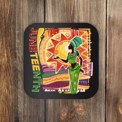 Juneteenth African American Woman African Patterns Coaster
