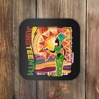 Juneteenth African American Woman African Patterns Coaster thumb 0