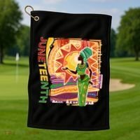 Juneteenth African American Woman African Patterns Golf Towel thumb 1