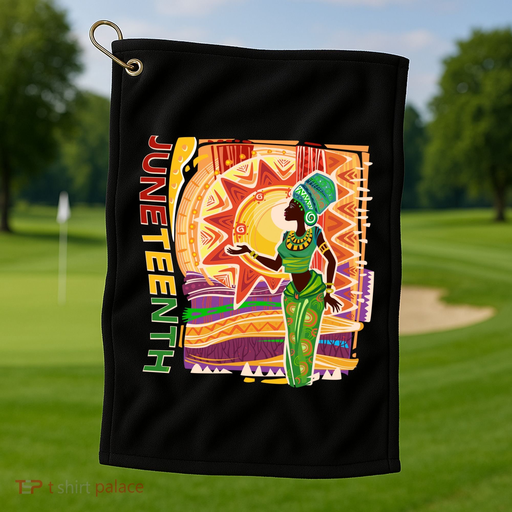 Juneteenth African American Woman African Patterns Golf Towel