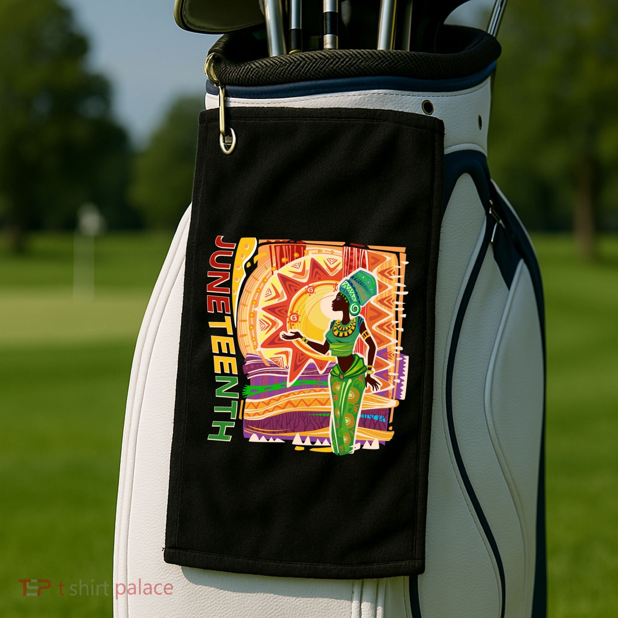 Juneteenth African American Woman African Patterns Golf Towel
