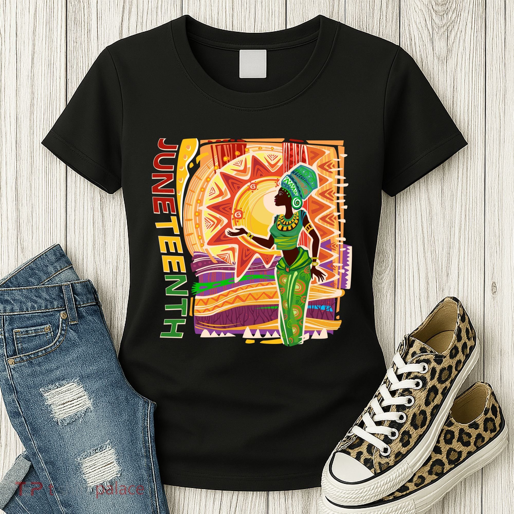 Juneteenth African American Woman African Patterns Women's T-Shirt