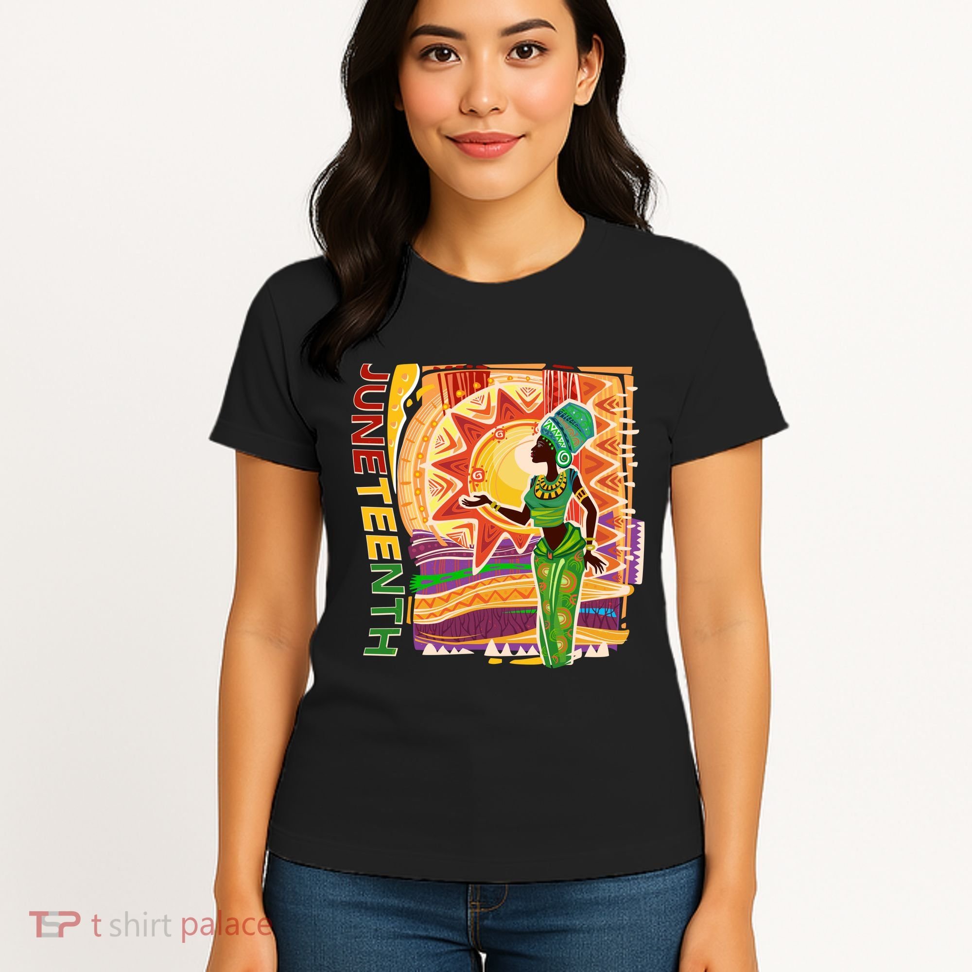 Juneteenth African American Woman African Patterns Women's T-Shirt