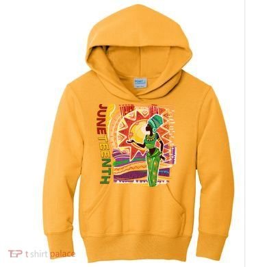 Juneteenth African American Woman African Patterns Kids Hoodie