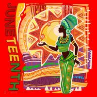 Juneteenth African American Woman African Patterns Santa Hat thumb 1